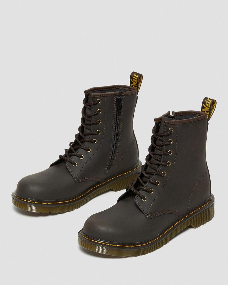 Kids' Dr Martens Youth 1460 Wildhorse Leather Lace Up Boots Dark / Brown | AU 716NWY